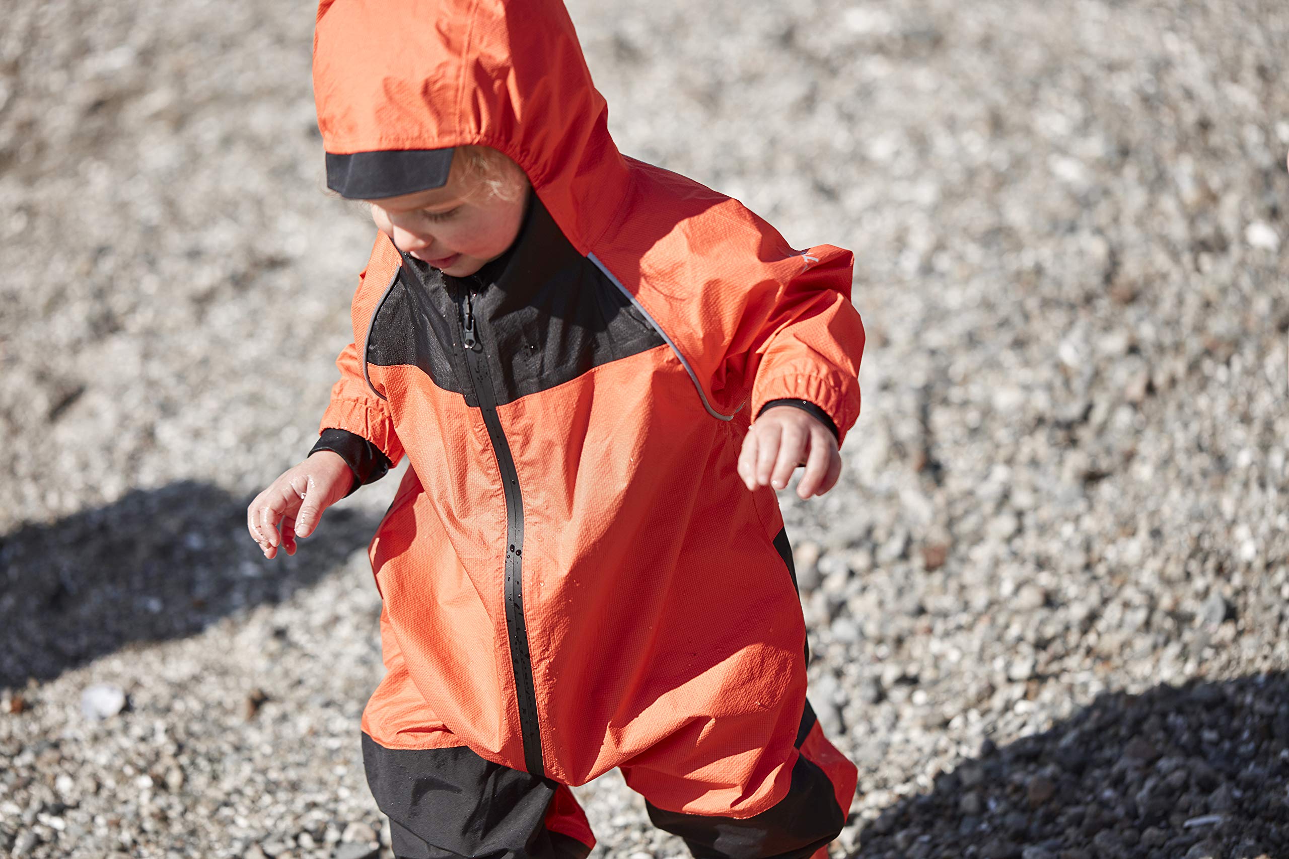 Stonz Rain Suit - Toddler & Kid One Piece Outdoor Coverall with Hood - Waterproof Kid Clothes with Reflective Seams - Image 5